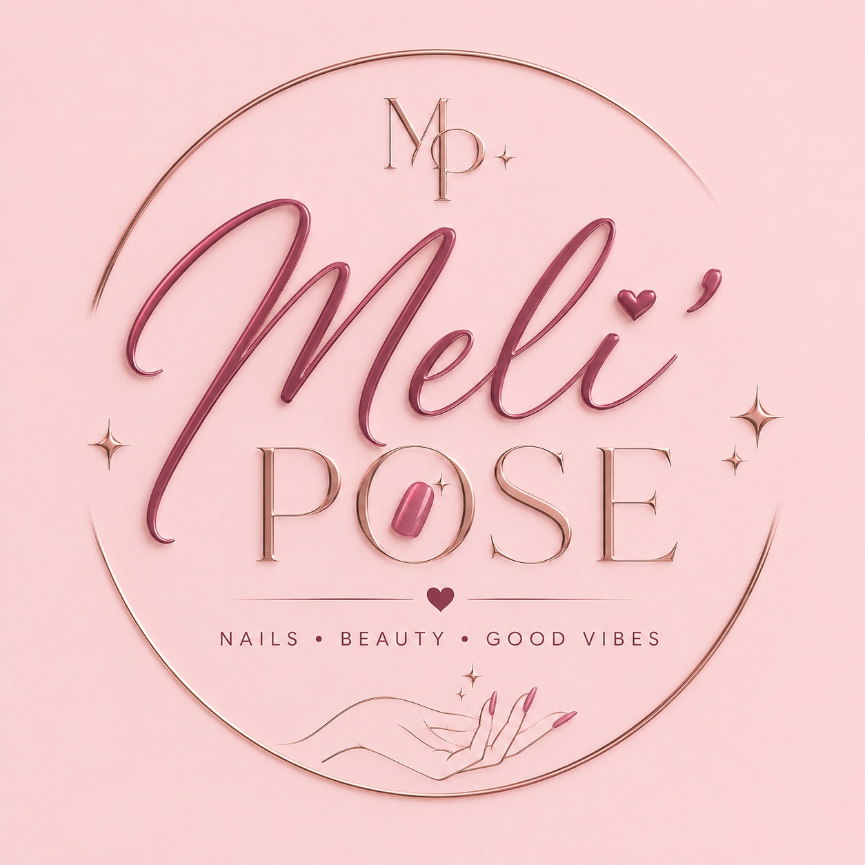 Logo Meli’Pose, rose poudré et bordeaux